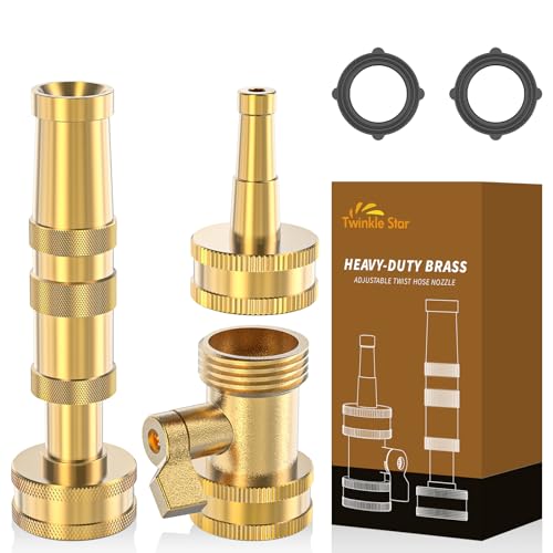 Twinkle Star Brass Twist Hose Nozzle, Hose Shut Off Valve, 3 Pack - color: Nozzle Jet 3 Pack