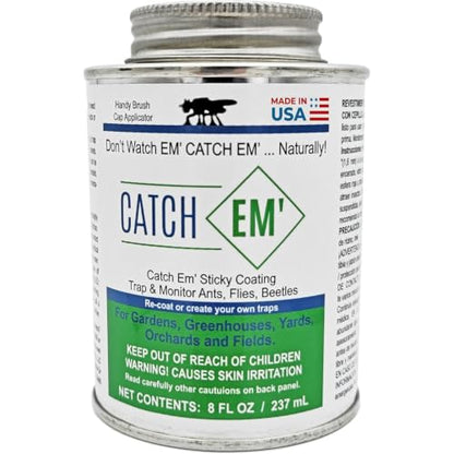 Bug Ball Catch EM' Sticky Insect Trap Coating 8oz Brush with Cap