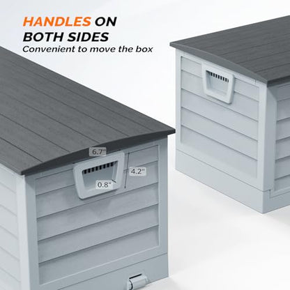 VINGLI 75 Gallon collapsible Outdoor Storage Box - color: Grey Body Black Lib