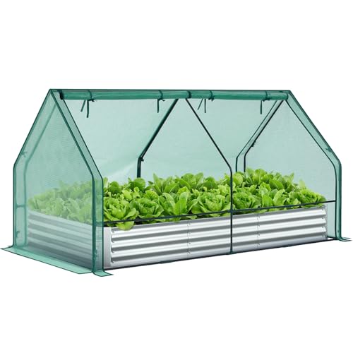 Ohuhu 8x4x1 FT Raised Garden Bed Outdoor with Cover, 3-in-1 Gardening Set - size: 8x4x1 ft