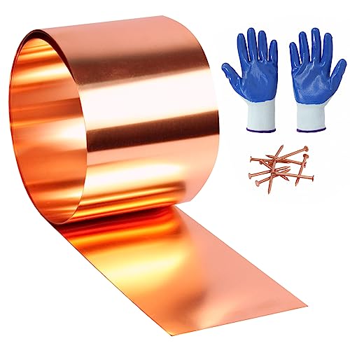 Copper Flashing 99.95% Pure - 16 Oz 24 Gauge 0.5mm Thickness - 10 Feet Length Copper Roll in Various Widths – Contractors & DIY Projects (24 Ga, 7" Width x 10 FT) - size: 24 Ga, 7" Width x 10 FT