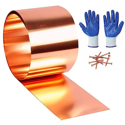 Copper Flashing 99.95% Pure - 16 Oz 24 Gauge 0.5mm Thickness - 10 Feet Length Copper Roll in Various Widths – Contractors & DIY Projects (24 Ga, 7" Width x 10 FT) - size: 24 Ga, 7" Width x 10 FT