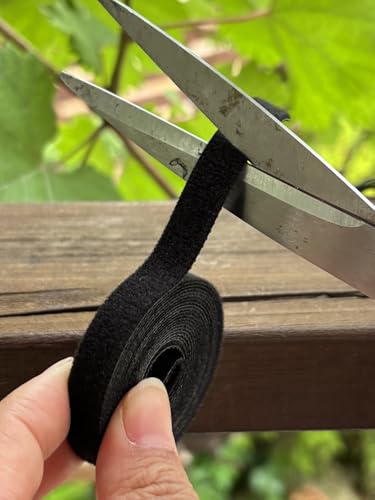 3Roll 200cm Nylon Plant Ties Self Adhesive Cable Twine Fastener Tape (Black) - color: Black