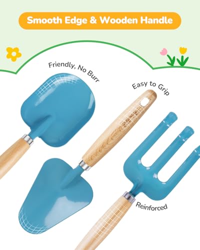 Grenebo 8-Piece Kids Gardening Set with Garden Tools for Kids, Blue - color: B-blue