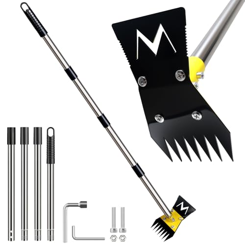 2-in-1 Garden Hoe and Weed Puller Rake 60 Inch Spring Steel Head