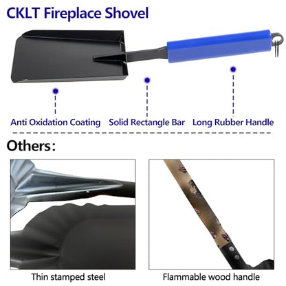 16-Inch Ash Shovel and Brush Set with Stand Solid Manganese Steel - size: 16 inches Set
