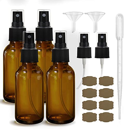 GIVAMEIHF Amber Glass Spray Bottles 4 oz, Small,Leakproof,Refillable,4 Pack - color: 4oz-4 Pcs