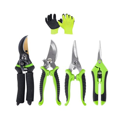 4-Pack Bypass Pruning Shears, Titanium Steel Blade,With Gardening Gloves,Shears Stainless, Ergonomic Hand Pruning Shears for Trees, Plants (Shears Gardening Tool Kit)