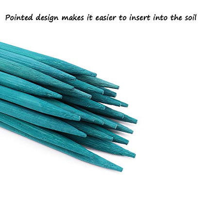 Plant Stakes 25Pcs,15IN Green Bamboo Sticks With25 Green Ties,Orchid Sticks - color: Green, size: 15 Inch 25Pack