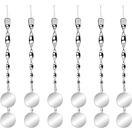 Chephon Bird Scare Rods with Reflective Discs Reflectors - Bird Spinner Scare Device of Twisting Rods and Disks to Keep Birds Away Like Woodpecker and Pigeon - 6 Pack