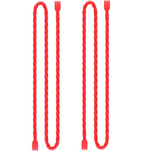 2Pcs 32-inch Silicone Cable Ties Reusable Steel-Core Silicone Twist Cable Tie Straps for Bundling and Organizing Colorful Bendable Holder Strap for Indoor and Out All Purpose, Red - color: Red, size: 32 Inch