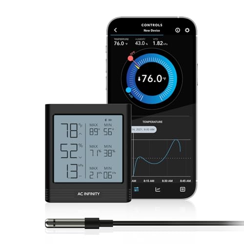 AC Infinity Temperature Humidity VPD Smart Hygrometer B1 w/ Bluetooth App - style: Ranged Sensor