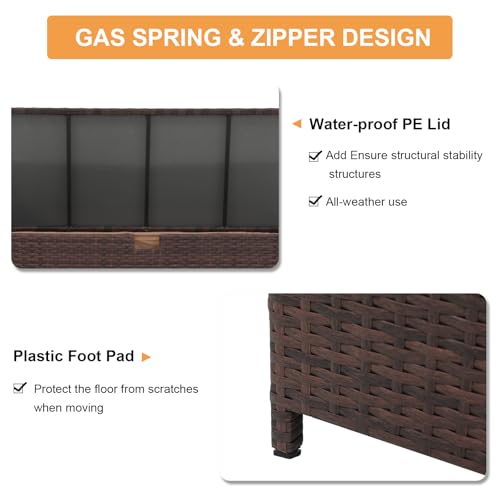 Super Patio 120 Gallon Wicker Outdoor Storage Box w/Waterproof Liner, Brown