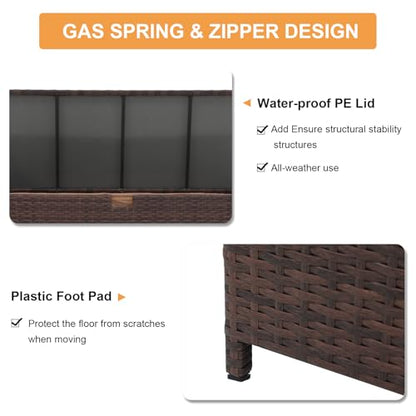 Super Patio 120 Gallon Wicker Outdoor Storage Box w/Waterproof Liner, Brown