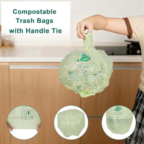 HECTOLIFE 1.6 Gallon 100 Count Compostable Bags Handle Tie - style: 1.6 Gal (100 Count)
