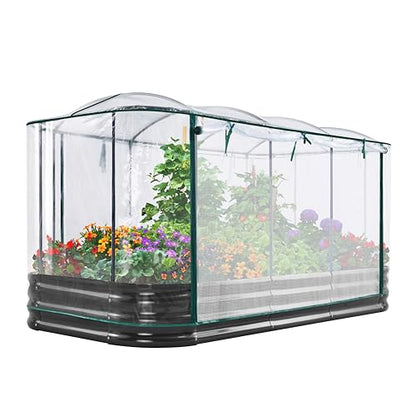 KING BIRD Raised Garden Bed with Cover 94.5x47.2x11.8 in