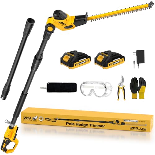 ZEGJAW 18" 20V Pole Hedge Trimmer Cordless,for Shrubs Pruning Bush Trimmer - color: Yellow