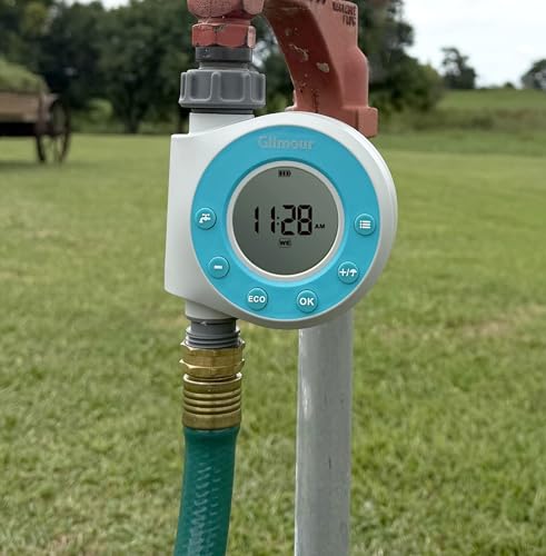 Gilmour Single Outlet Water Timer for Garden Hose, Programmable Automatic Watering System, LCD Screen, Rain Delay, Battery Operated - size: Single Outlet