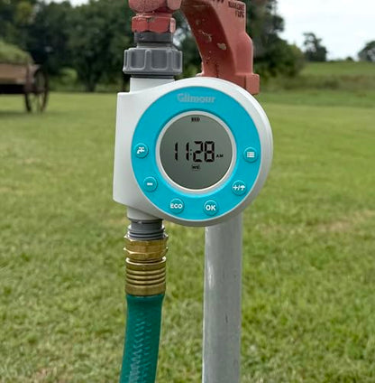 Gilmour Single Outlet Water Timer for Garden Hose, Programmable Automatic Watering System, LCD Screen, Rain Delay, Battery Operated - size: Single Outlet