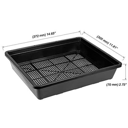 MOUYAT 14 Pack 15 x12 Inch Seed Starter Trays, Plastic Mesh Bottom Growing Trays, Plant Germination Trays for Microgreens, Soil Blocks, Wheatgrass, Hydroponic and Fodder Systems, Black