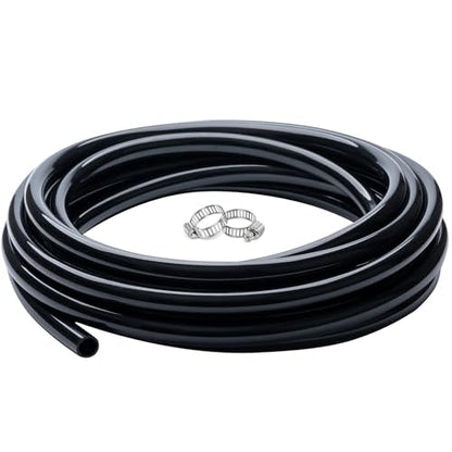 1/2" id - 25ft Black Vinyl Tubing Flexible PVC Irrigation Hose & 2 Clamps - size: 1/2" ID, style: 25 Feet