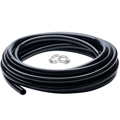 1/2" id - 10ft Black Vinyl Tubing Flexible PVC Irrigation Hose & 2 Clamps - size: 1/2" ID, style: 10 Feet
