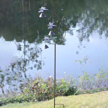 Metal Bees with Bells for Outside Garden Art,Decorative Garden Stakes