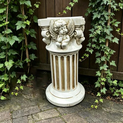 18.11" Angel Column Pedestal Stand, Resin Roman Pillar Decor - color: Angel Column Pedestal