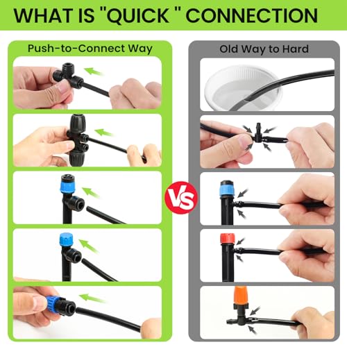Bonviee Drip Irrigation System Kit for Garden Watering, 247FT Quick Connect - size: 247 FT - 50 FT 5/16" Tubing + 197 FT 1/4" Tubing
