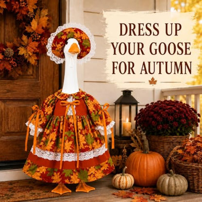 Fall Porch Goose Outfit for 23 Inch Goose Statue - color: Fall Maple Leaf