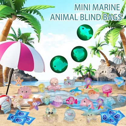 Mini Glow In The Dark Animal Resin Models, Resin Animals Mystery Bags, Individually Wrapped Blind Bags Tiny Animal Figurines, Collectible Mini Animals For Fairy Garden, DIY Crafts (50, Ocean) - color: Ocean