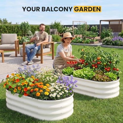 Galvanized Raised Garden Bed Outdoor, 4x2x1FT Planter Box, White - color: White, size: 4x2x1FT(2PCS)