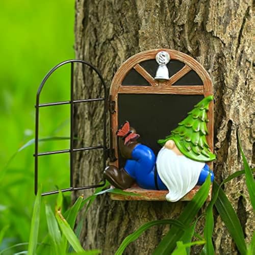 vomiceak Whimsical Fairy Garden Gnome Statue, Tree Faces Decor Outdoor -5.9 Inch, Funny Garden Tree Decoration,Ideal Patio Yard Lawn Porch Decoration - style: E