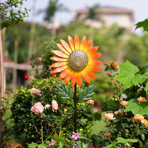 Sunflower Wind Spinner,Garden Windmills and Spinners for Yard - color: Sunflower-orange