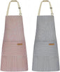 NLUS 2 Pack Kitchen Cooking Aprons, Adjustable Bib Soft Chef Apron with 2 Pockets for Men Women (Blue Pinstripes/Pink Pinstripes) - color: Blue Pinstripes/Pink Pinstripes