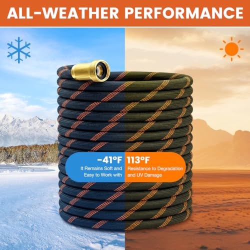 Garden Hose 50ft, Non-Expandable Flexible TPE Tube Water Hose - color: Black and orange, size: 50ft