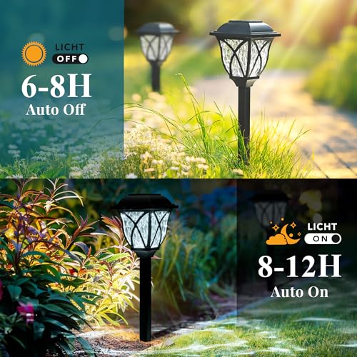 GIGALUMI 8 Pack Solar Lights Outdoor Waterproof, LED Solar Garden Lights - color: Cold White, size: 8 Pack