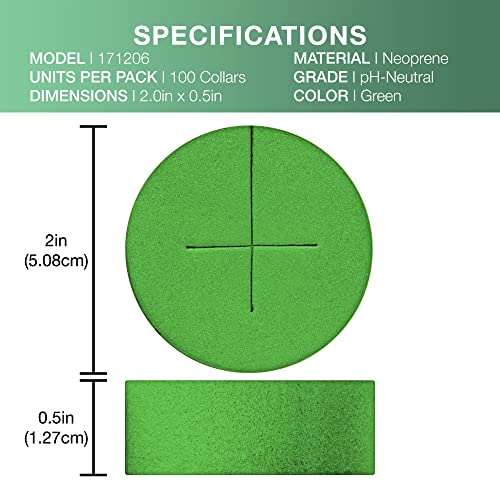 2” Neoprene Foam Inserts for Hydroponics Growing System, Clone Machine, Propagation Indoor Gardening, 100 Pack, Green - color: Green