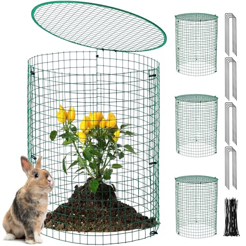 Hiboom 4 Pack Garden Plant Protectors from Animals with Stakes, 16 * 13 in