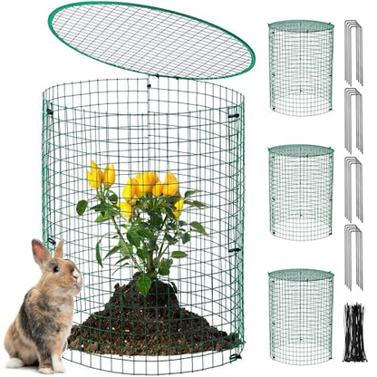 Hiboom 4 Pack Garden Plant Protectors from Animals with Stakes, 16 * 13 in