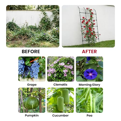 7.2 ft No-Drill Leaning Garden Trellis for Climbing Plants