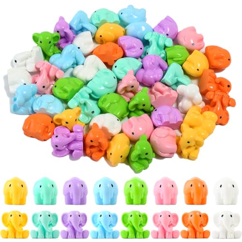 48 Pieces Small Elephant Figurine, 8 Colors Miniature Animal Figurines Tiny Resin Elephants to Hide for Landscape Garden DIY Craft Home Decor