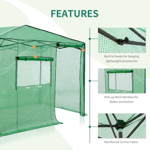 EAGLE PEAK 6x8 Easy Setup Pop Up Greenhouse, Side Door Design, Clear/Green - color: Clear/Green, size: 6x8