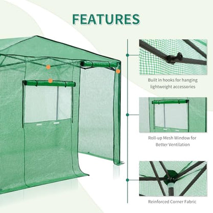 EAGLE PEAK 6x8 Easy Setup Pop Up Greenhouse, Side Door Design, Clear/Green - color: Clear/Green, size: 6x8