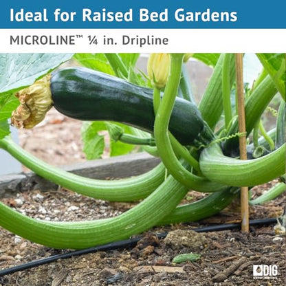 DIG ¼” 100’ MICROLINE™ Dripline - Enhanced 6” Emitter Spacing, UV-Resistant, Perfect for Diverse Garden Layouts (Brown) SHB106 - size: 100',¼" MICROLINE Dripline - 6” Spacing