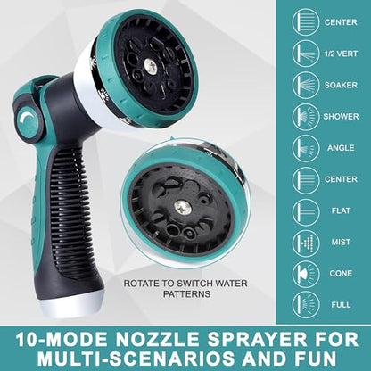 25FT Garden Hose, Stainless Steel Water Hose Flexible with a 10-Mode Nozzle Sprayer, No Kink, Lightweight, Puncture Proof, Ideal for Indoor & Outdoor Light Use, 5/8'' Outside Diameter - size: 25 feet
