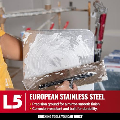 LEVEL5 14" x 4.75" 0.7 MM Flat Drywall Trowel | Triple-Hardened Stainless Steel, High-Impact Handle | Sheetrock Gyprock Wall-Board Plasterboard | 4-962 - size: 14"