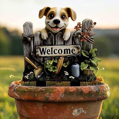 Adorable Puppy Acrylic Garden Stake, Indoor and Outdoor Garden Acrylic Decoration, Idea Gift for Flower Potted Ornament and Landscape Beautification, Suitable for Courtyards and Lawn - color: colorful-19