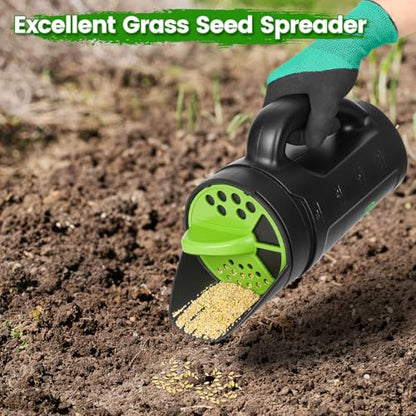 Hand Spreader Shaker, Multiple Adjustable Opening Sizes for All Purpose for Grass Seed, Fertilizer & Earth Food, Snow Salt, Ice and Snow Melt - Up to 80 Oz
