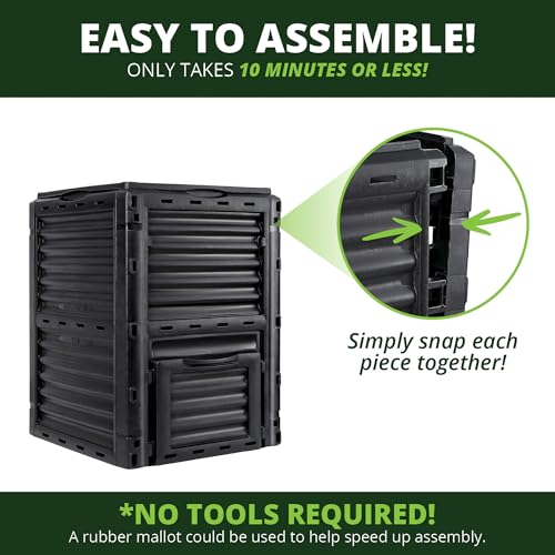 Simply Bio Garden Compost Bin from BPA-Free Material - 80 Gallon (300 L) Large Outdoor Compost Bin, Easy Assembly, Lightweight, Fast Soil Creation, Black - size: 80-Gallon